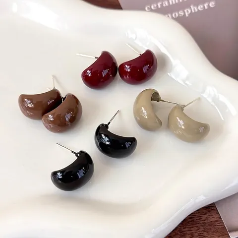 Minimalistische Bohnen Ohrstecker Für Damen Französischer Vintage Stil Emaille Legierung Schmuck Mit Kupfer Ohrstecker Stift Retro Zubehör