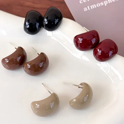 Minimalistische Bohnen Ohrstecker Für Damen Französischer Vintage Stil Emaille Legierung Schmuck Mit Kupfer Ohrstecker Stift Retro Zubehör