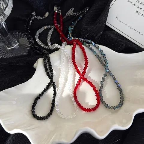 INS Style Dreieck Glas Kristall Perlenkette Für Damen Elegante Mode Choker Verstellbare Hals Schmuck Party Accessoire