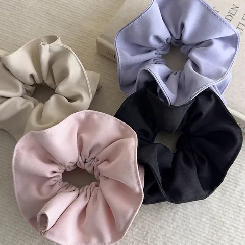 Oversized Solid Color Fabric Scrunchies Pleated Large Hair Ties Korean Style Elastic Hair Bands For Women Daily Fashion Accessories