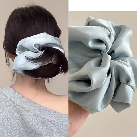 Oversized Satin Scrunchie For Women High Elasticity Solid Color Ponytail Holder Simple Elegant Hair Tie Hair Accessories