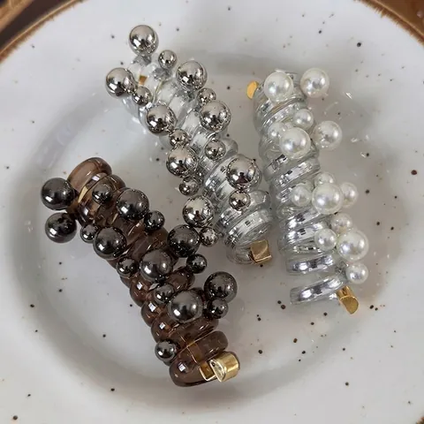 Coletero en Espiral de Perla Estilo Coreano Cable de Teléfono Anillo de Pelo Elástico para Mujer Accesorios Elegantes