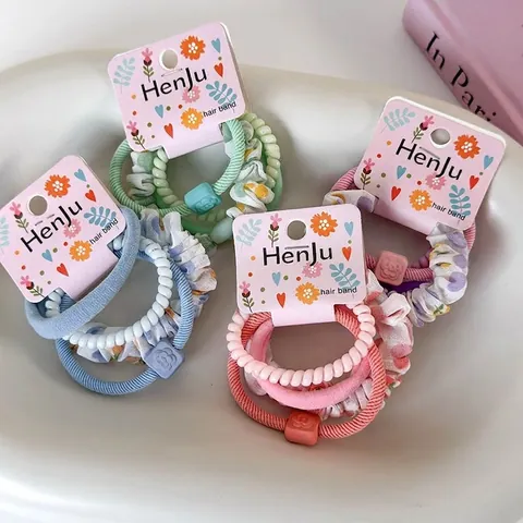 Dopamine Colorful Hair Ties And Floral Fabric Scrunchies High Elastic Ponytail Holder Cute Hair Accessories For Women Girls