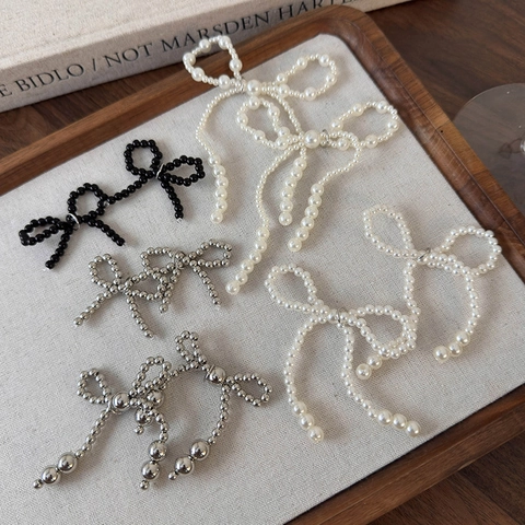 Women Elegant Artificial Pearl Bowknot Shoe Buckles DIY Alloy Shoe Clips Fashion Bow Decoration For Sneakers Wedding Party Accessories