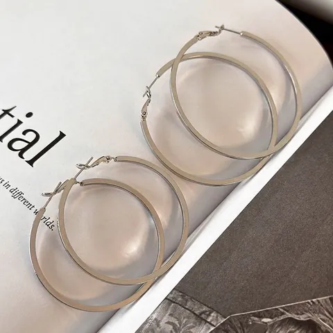 Minimalistische Kupfer Große Creolen Für Damen Silber Geometrische Große Kreis Ohrringe Koreanischen Stil Schmuck Geschenk