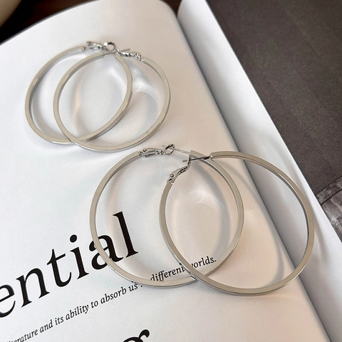 Minimalistische Kupfer Große Creolen Für Damen Silber Geometrische Große Kreis Ohrringe Koreanischen Stil Schmuck Geschenk