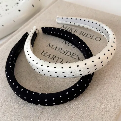 Vintage Gepolstertes Stirnband Für Damen Mit Punktmuster Eleganter Satinstoff Handgefertigter Haarschmuck Retro Mode Haarband