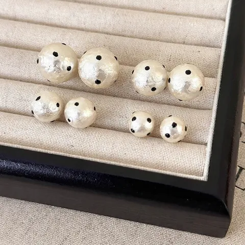 Französisch Retro Punktmuster Ohrstecker Elegant Kugel Harz Schmuck Für Damen Täglich Party Stilvoll Accessoires Mit Kupferstift