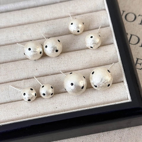 Französisch Retro Punktmuster Ohrstecker Elegant Kugel Harz Schmuck Für Damen Täglich Party Stilvoll Accessoires Mit Kupferstift