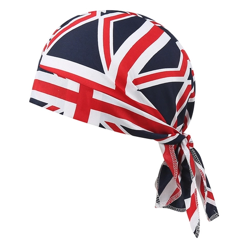 Chapeau de Pirate Imprimé Drapeau National USA UK Bandana de Cyclisme en Polyester Respirant Foulard Réglable pour Sport Plein Air