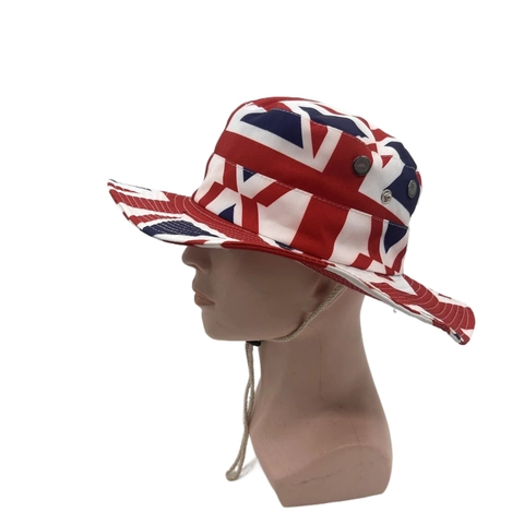 Vissershoed Met Britse Vlag Union Jack Zonnehoed Met Brede Rand Boonie Hat Met Verstelbare Kinband Unisex