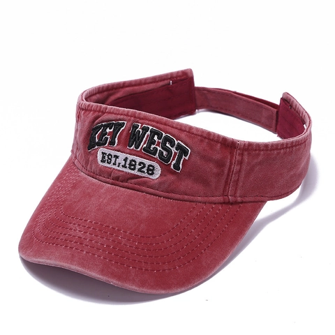 Visera de Sol Unisex de Poliéster Algodón Lavado Retro Ajustable Bordado Key West Sin Parte Superior Verano Deporte Al Aire Libre