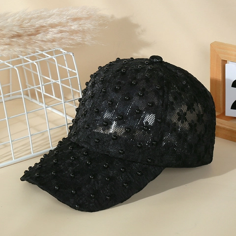 Women Elegant Satin Lace Baseball Cap With Embroidered Butterfly Rhinestone Artificial Pearl Decoration Fashion Sunshade Hat For Summer Party Daily