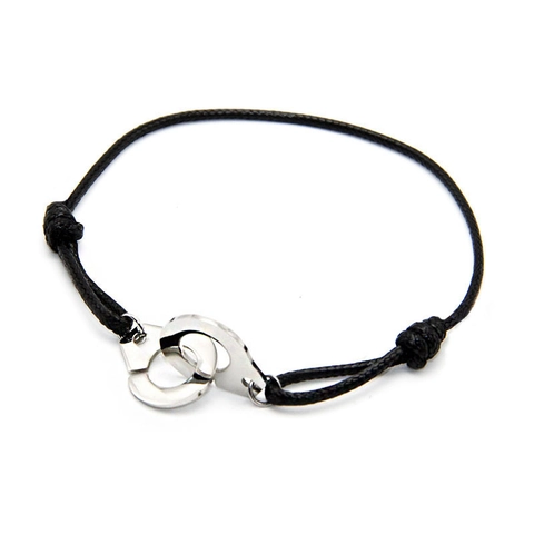 Minimalist Stainless Steel Handcuff Bracelet For Men Women Adjustable Braided Cord Couple Hand Rope Fashion Jewelry Gift