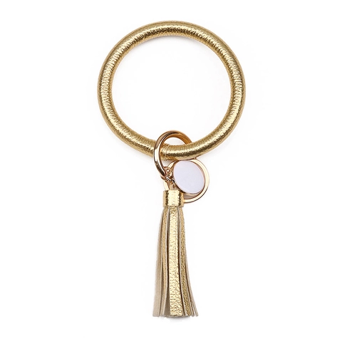 Porte-clés de Bracelet en Cuir PU à la Mode Avec Gland Grand Anneau Bracelet Porte-clés Portable pour Accessoires de Femmes