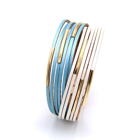 Women Multilayer Leather Wrap Bracelet With Magnetic Clasp Rhinestone Alloy Boho Fashion Handwoven Bangle Jewelry Gift