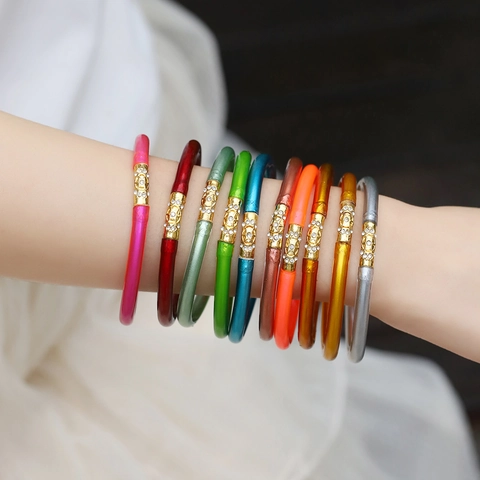 Pulsera de PVC Silicona con Purpurina para Mujer Aleación de Zinc Hexagrama con Strass Brazalete de Moda Estilo Dopamina