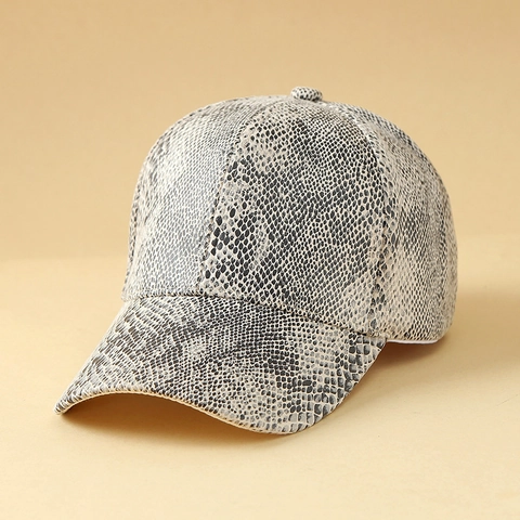 Gorra de Béisbol de Moda con Patrón de Serpiente Gamuza Sintética Ala Curva Ajustable Sombrero de Sol para Hombre Mujer