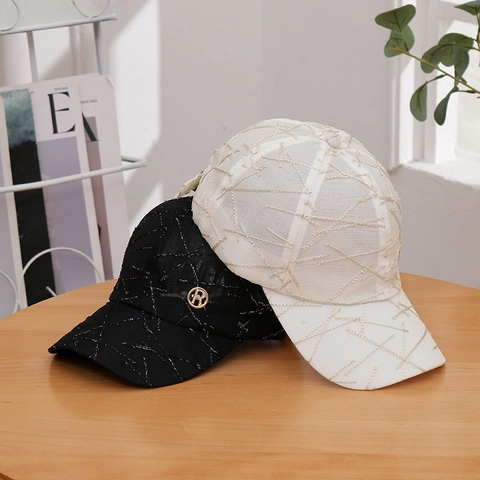 Berretto da Baseball in Rete da Donna Lettera R Strass Traspirante Regolabile Cappello da Sole Ricamato Poliestere Esterna