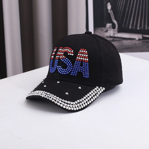 USA Buchstabe Strass Baseballkappe Mode Funkelnd Baumwolle Sonnenhut Für Damen Lässig Outdoor Verstellbar Sport Snapback Hut