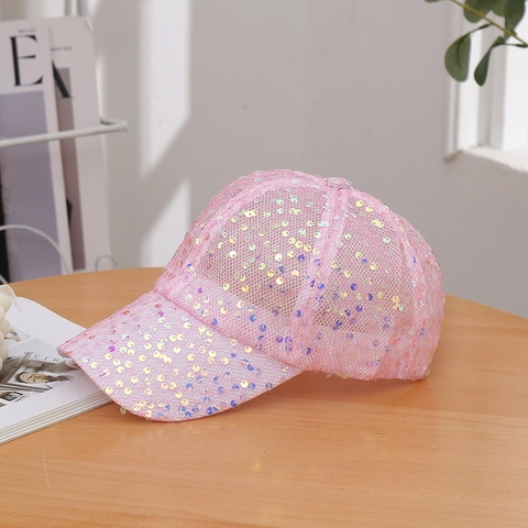 Glanzende Pailletten Mesh Honkbalpet Ademend Zonbescherming Verstelbare Hoed Voor Vrouwen Zomer Outdoor Mode Feest Cap