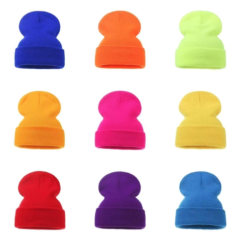 Solid Candy Color Knitted Beanie Hat For Men Women Winter Warm Ribbed Cuffed Stretchy Skull Cap Outdoor Casual Headwear