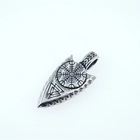 Viking Arrowhead Pendant Necklace Stainless Steel Norse Vegvisir Valknut Rune Jewelry For Men Women Vintage Punk Gothic
