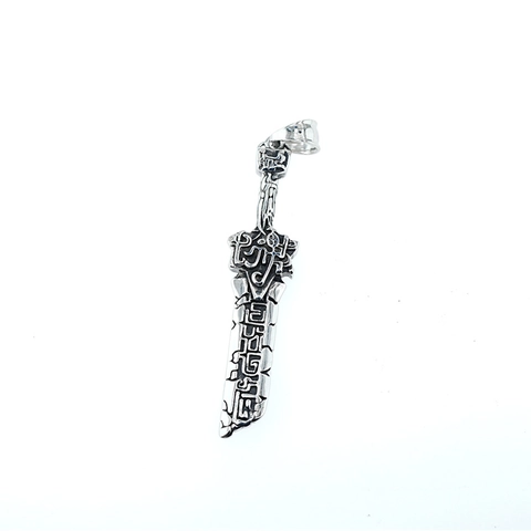 Retro Stainless Steel Sword Pendant Necklace For Men Punk Gothic Irregular Rune Pattern Neck Jewelry Vintage Sweater Chain