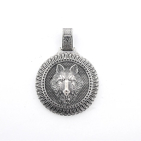 Collar con Colgante de Cabeza de Lobo para Hombre Vintage Acero de Titanio Estilo Punk Retro Medallón de Animal Joyería Hip Hop