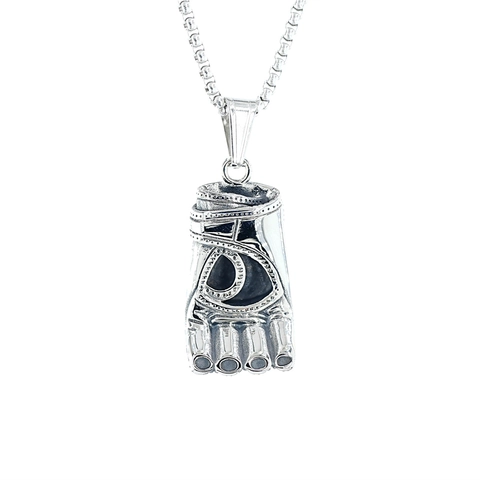 Vintage Edelstahl Boxhandschuh Spartan Hand Anhänger Halskette Für Herren Retro Hip Hop Schmuck Distressed Finish Geschenk