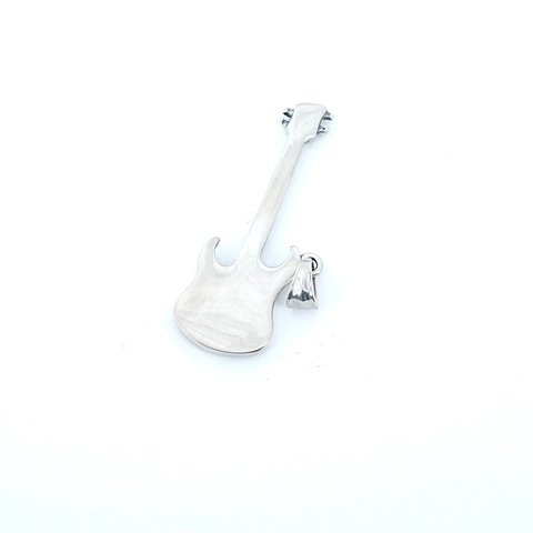 Retro Punk Rock Electric Guitar Pendant Necklace For Men Stainless Steel Flame Pattern Hip Hop Box Chain Jewelry Gift