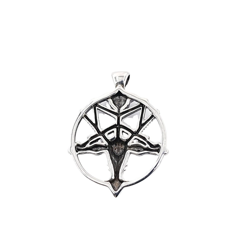 Collar de Colgante Baphomet Satanás Cabeza de Cabra Pentagrama de Acero de Titanio Plata Antigua Punk Joyería de Hombre Hip Hop