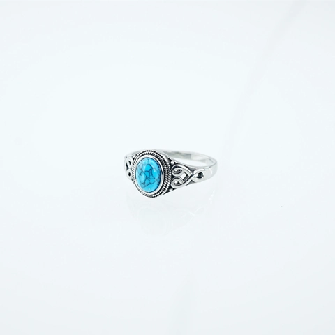 Retro Bohemian Stainless Steel Ring For Men Women Vintage Turquoise Red Black White Stone Inlaid Celtic Knot Band Jewelry