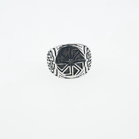Viking Slavic Kolovrat Sun Wheel Ring Men Titanium Steel Celtic Knot Vintage Punk Signet Biker Retro Jewelry Finger Ring