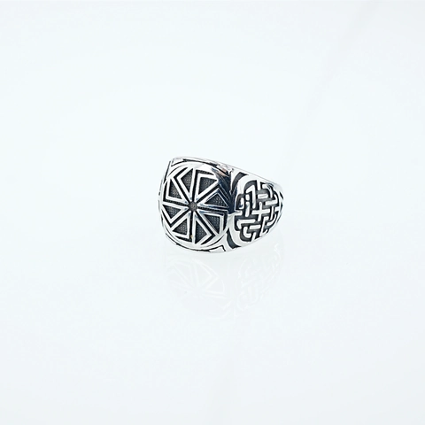 Viking Slavic Kolovrat Sun Wheel Ring Men Titanium Steel Celtic Knot Vintage Punk Signet Biker Retro Jewelry Finger Ring