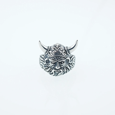 Viking Warrior Head Stainless Steel Ring Nordic Mythology Pirate Horned Helmet Antique Silver Men's Punk Rock Jewelry Ring