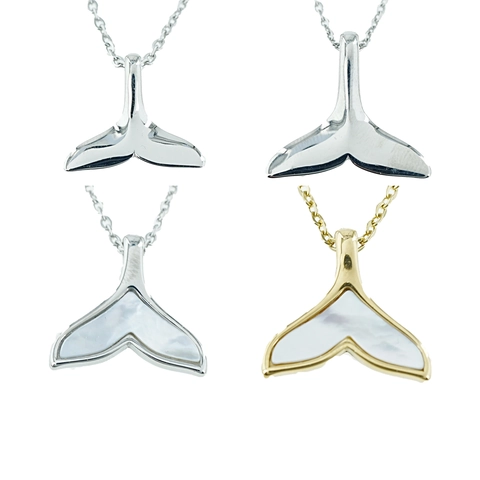 Titanium Staal Walvisstaart Hanger Halsketting Voor Vrouwen Parelmoer Ingelegde Walvisstaart Sleutelbeen Ketting Sieraden