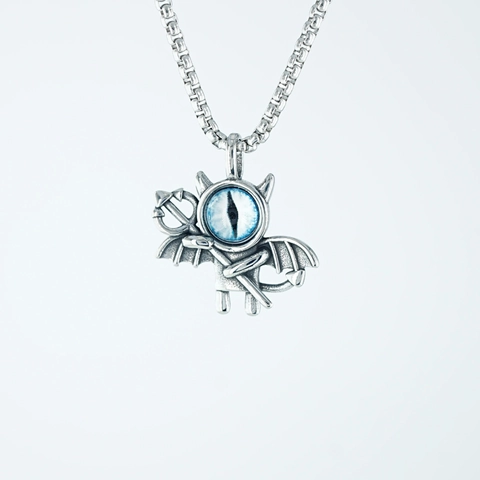Collana Con Pendente a Forma di Diavolo in Acciaio Inossidabile Gotico Vintage Gioielli Punk Demone Con Occhio Malvagio Per Uomo Donna Regalo Catena Veneziana