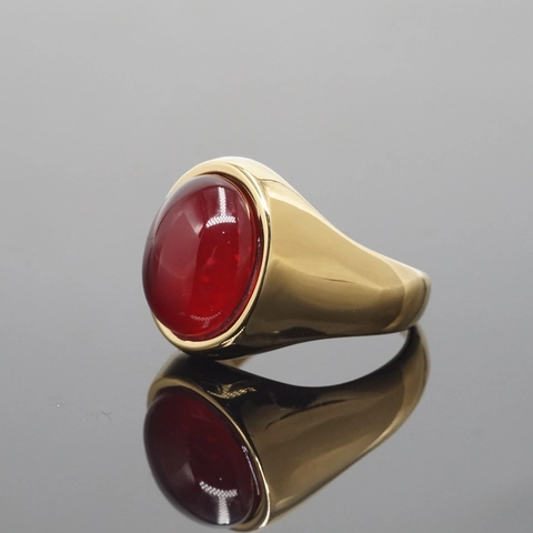 Vintage Stainless Steel Signet Ring For Men Women Multi Color Rhinestone Faux Gemstone Polished Geometric Fashion Jewelry Ring