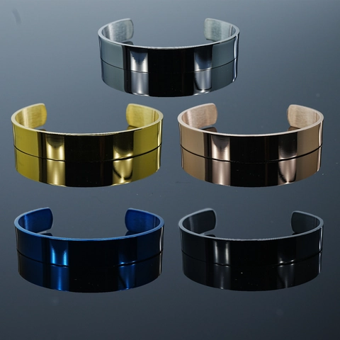 Minimalist Stainless Steel Open Cuff Bracelet For Men Women Mirror Polished Plain Metal Bangle Hip Hop Adjustable Jewelry Gift