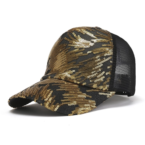 Dames Glinsterende Pailletten Honkbalpet Mode Mesh Trucker Hoed Verstelbaar Ademend Zonbescherming Hoed Voor Casual Reizen