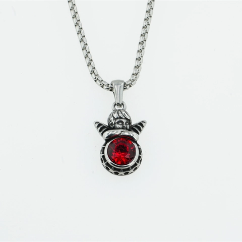 Vintage Edelstahl Schutzengel Anhänger Halskette Retro Gothic Strass Künstliche Perle Halskette Für Herren Damen