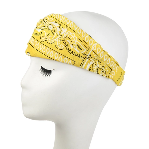 Fascia Elastica in Cotone con Stampa Paisley da Donna Fascia per Capelli Stile Boho per Yoga Sport Corsa Lavaggio del Viso