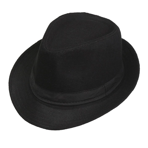 Vintage British Style Men Fedora Jazz Hat Polyester Felt Flat Top Short Brim Gentleman Hat for Stage Performance Wedding
