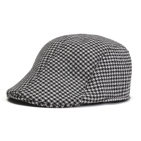 Gorra Plana de Pata de Gallo Vintage Británico Algodón Transpirable Boina Para Hombre Casual Sombrero Aire Libre Invierno