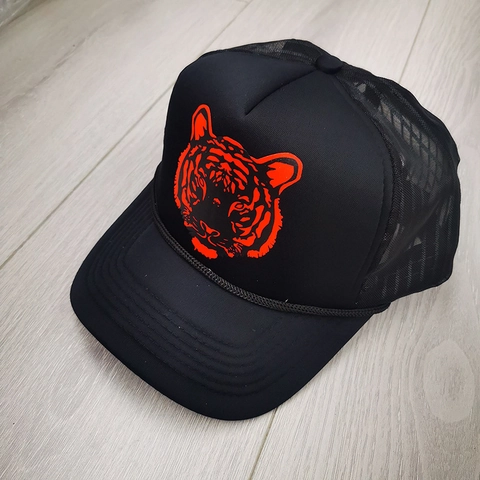 Cappello Trucker Unisex in Rete di Cotone con Stampa Testa di Tigre Berretto da Baseball Traspirante Protezione Solare Outdoor Casual