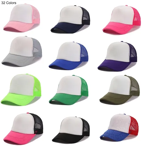Unisex Mesh Trucker Hat Breathable Adjustable Baseball Cap Sun Protection Outdoor Sport Snapback Hat Solid Camouflage Color Block Caps