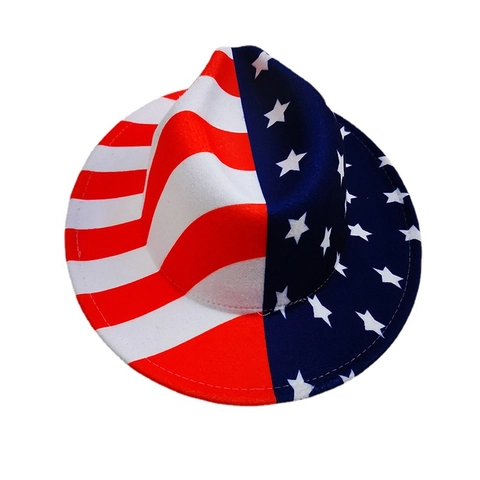 Sombrero Fedora de Ala Ancha con Bandera de Estados Unidos Unisex Sombrero de Jazz de Copa Plana Barras y Estrellas Sombrero de Sol