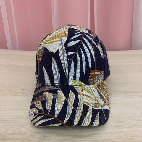 Dames Tropische Blad Print Honkbalpet Polyester Verstelbare Zonnehoed Outdoor Casual Bloemenprint Vizier Voor Zomervakantie
