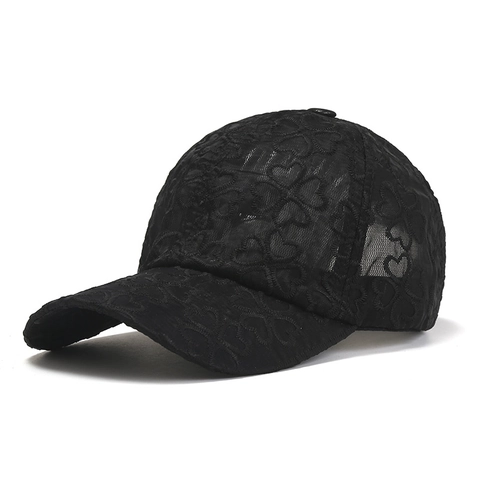 Unisex Sommer Atmungsaktiv Mesh Baseballkappe Baumwolle Spitze Stickerei Herz Kleeblatt Muster Sonnenschutz Verstellbar Hut